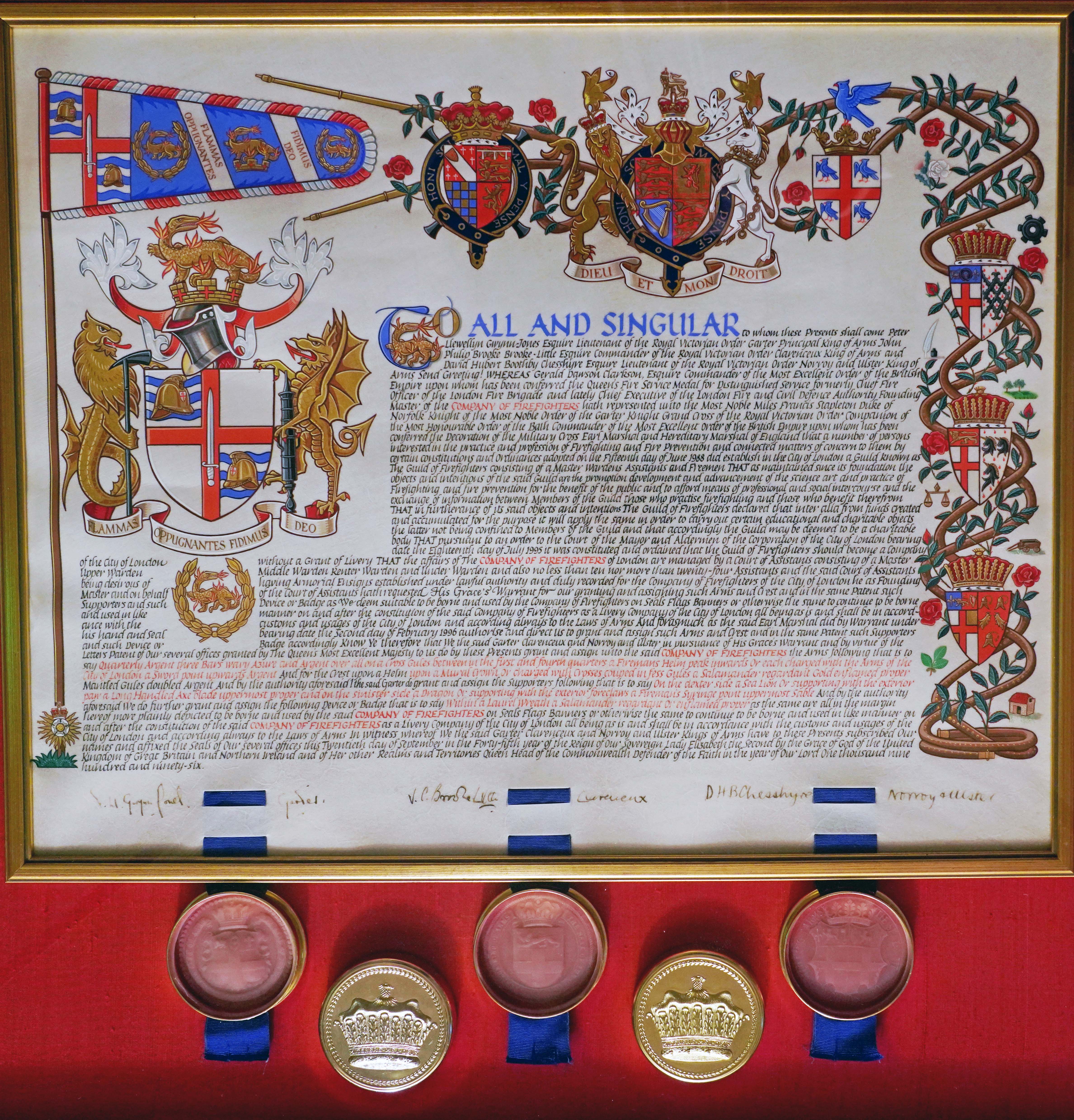 our Armorial Bearings and the Grant of Arms to the Firefighters